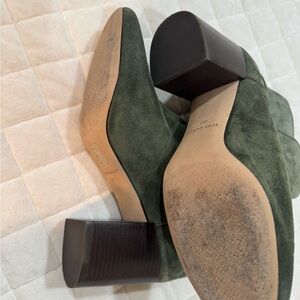 Tory Burch Forest Green Suede Block Heel Booties